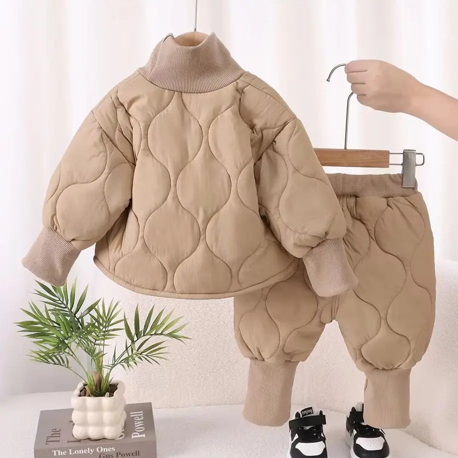 Autumn Winter Baby Boy Clothes Long Sleeve Warm Kids Clothes Set Children Cotton Jacket+ Pants 2pcs Suit Toddler Outfits