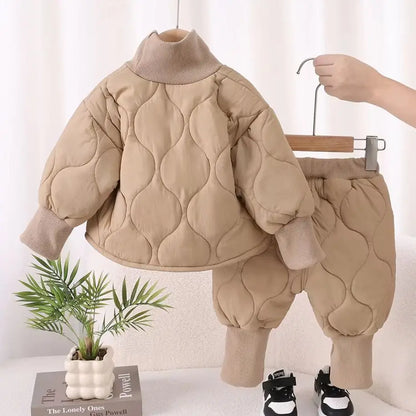 Autumn Winter Baby Boy Clothes Long Sleeve Warm Kids Clothes Set Children Cotton Jacket+ Pants 2pcs Suit Toddler Outfits