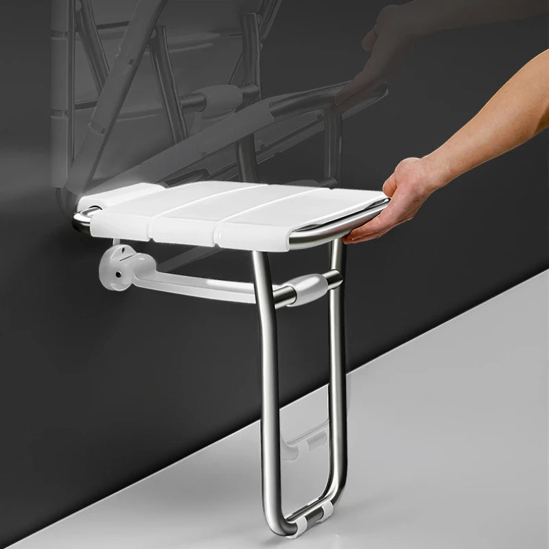 Wall-Mounted Shower Seat Foldable Chair for Elderly Toilet Bath Stool Bathroom Bench for Seniors