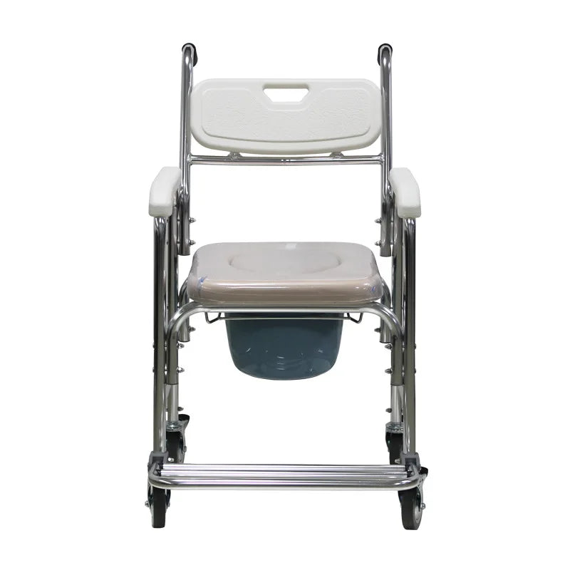 ‌Lightweight Aluminum Alloy Shower Commode 300lbs Capacity Toilet Stool Foldable Wheelchair Seat Waterproof Durable Design‌