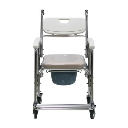 ‌Lightweight Aluminum Alloy Shower Commode 300lbs Capacity Toilet Stool Foldable Wheelchair Seat Waterproof Durable Design‌