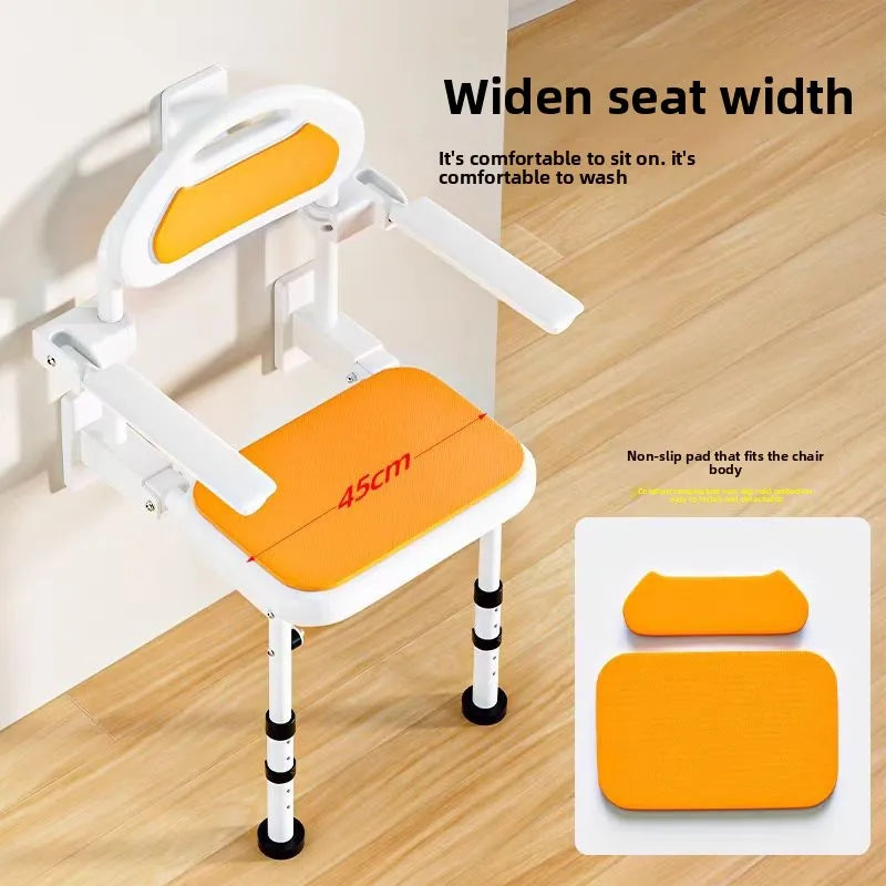 Wall Mounted Shower Chairs, Folding Shower Bench for Bathroom, Adjustable Fold Down Bath Seat Safety Shower Stool for Elderly