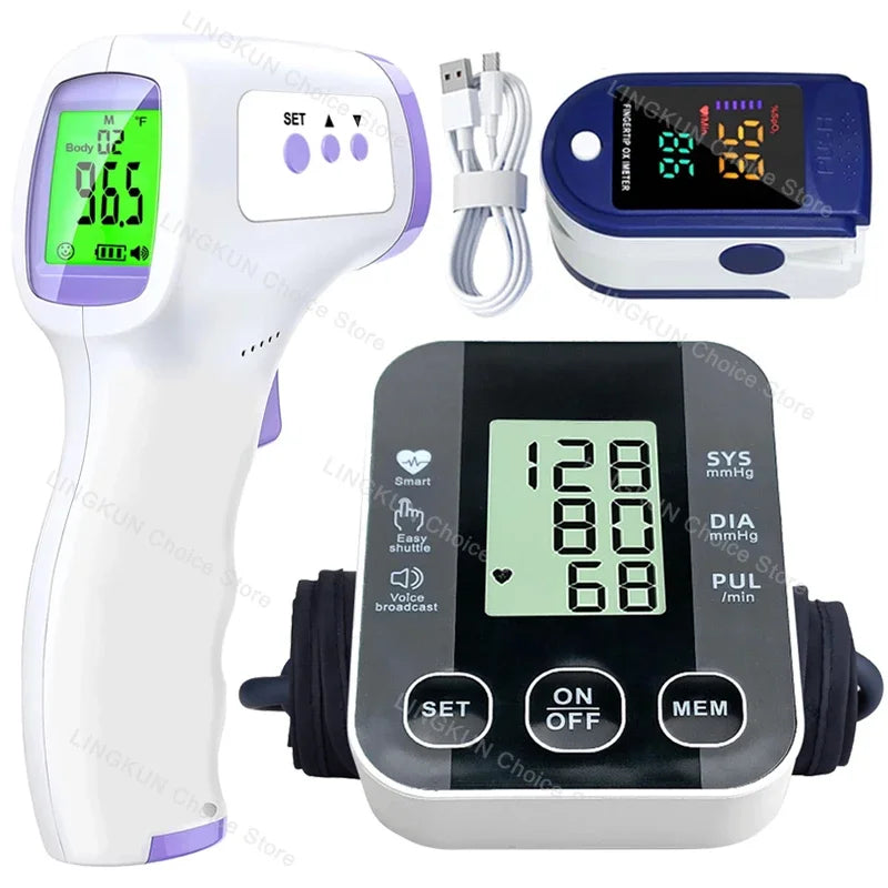 Digital Arm Blood Pressure Meter Cuff Medical Automatic Pressure Tonometer Tensiometer Heart Rate Pulse Meter BP Monitor Healthy