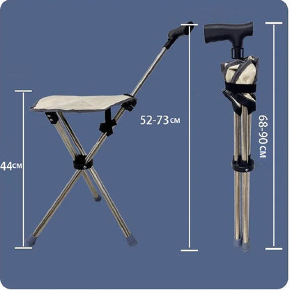 Multifunctional Triangular Stool, Climbing Stick, Foldable, Ultra-light, Stainless Steel, Retractable Cane, Trekking Supplies