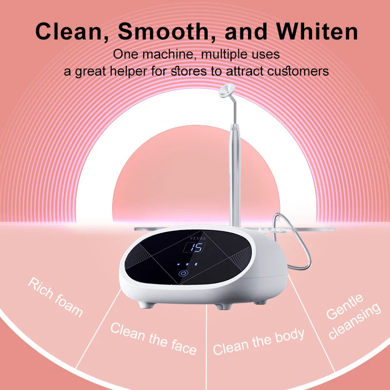 VLVEE New Professional Bubble Beauty Machine Facial Cleaning Device Dense Foam 3 Gears Speed Adjustment Brighter Skin