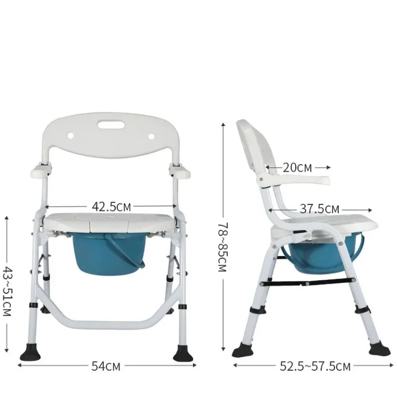 Foldable Bedside Commode, Upgraded Safety Commode Toilet for Elderly Disabled, Potty Chairs for Adult with Height Adjustable