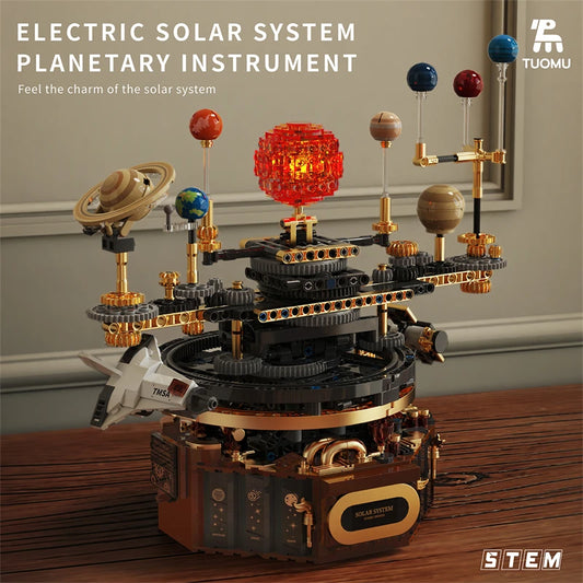 Electric solar system Model building blocks Space Exploration Learning equipment Assembling toy rotatable gift for child student