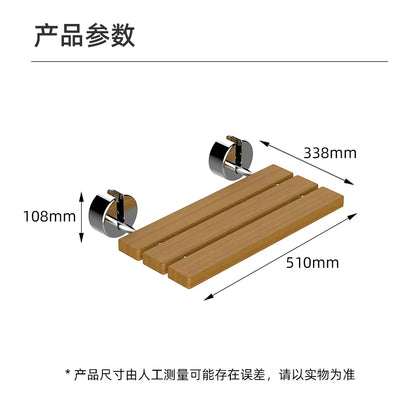 Teak Wood Foldable Shower Seat Bench Stainless Steel Frame Clear Coated Protection Medical Wall Mounted Chairs 400 Lb Capacity