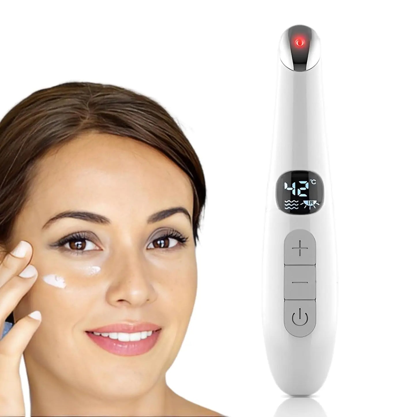 3 in 1 Eye Lift Beauty Device Vibrating Red Light 98°F to 113°F LCD Display Eye Massager Wand for Dry Eye Dark Circle Puffiness