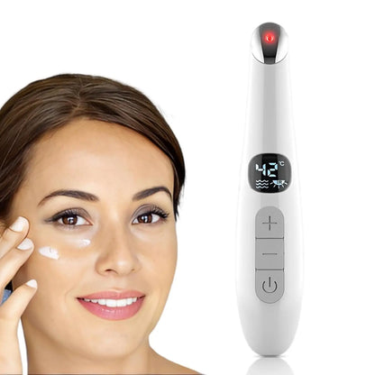3 in 1 Eye Lift Beauty Device Vibrating Red Light 98°F to 113°F LCD Display Eye Massager Wand for Dry Eye Dark Circle Puffiness