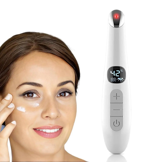 3 in 1 Eye Lift Beauty Device Vibrating Red Light 98°F to 113°F LCD Display Eye Massager Wand for Dry Eye Dark Circle Puffiness