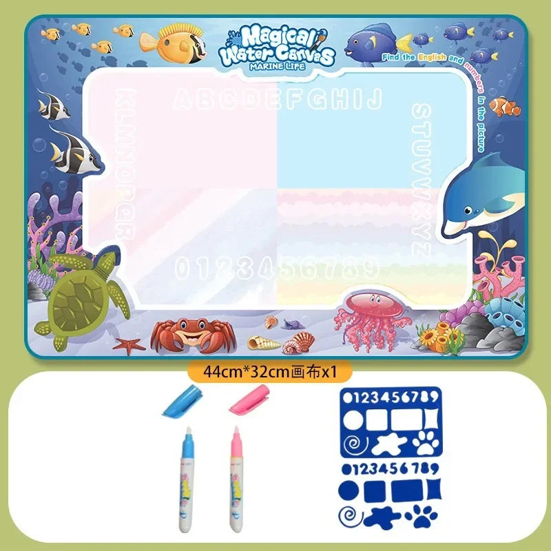 Magic Water Canvas with Pens Reusable Magic Water Drawing Mat for Children Montessori Educational Toys for Kids Christmas Gift