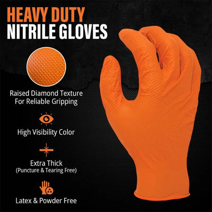 2-100PCS Heavy Duty Disposable Nitrile Gloves 8Mil Extra Thick Mechanic Glove with Textured Grip Antislip Safety Work Gloves