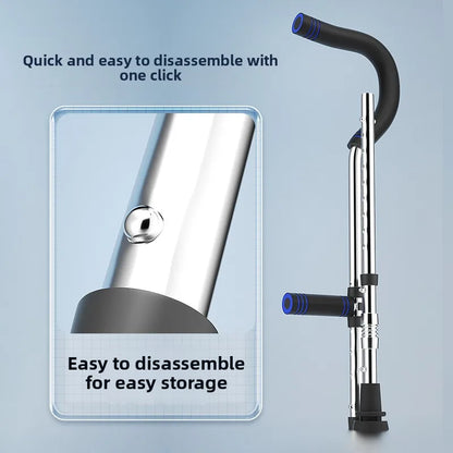 F Type Foldable Crutches for Adults with Ergonomic Handles | Spring Assist Technology Disabled Rehabilitation Axillary Crutch