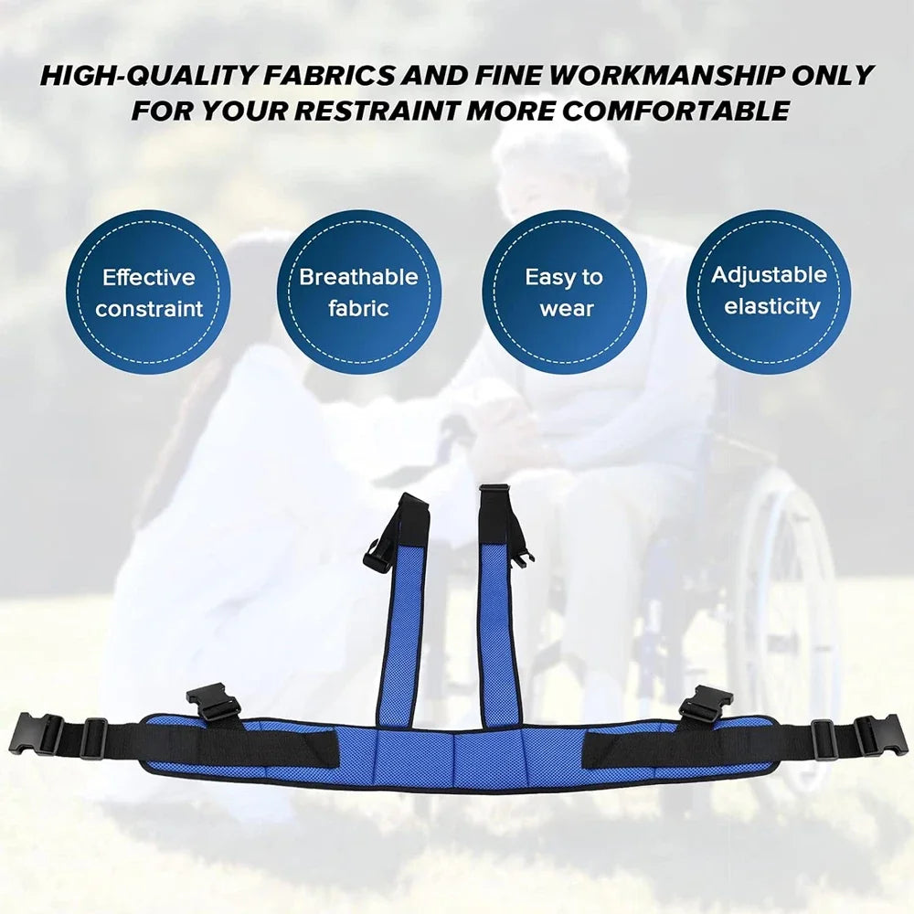 Wheelchair Seat Belt Torso Support Vest for Patient, Elderly & Disabled, Adjustable Full Body Harness Prevent Tilting or Falling