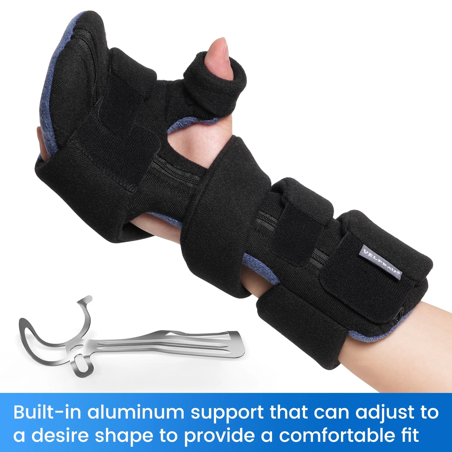 VELPEAU Hand Splint Orthosis for Stroke Finger, Arthritis and Carpal Tunnel Pain Wrist Brace Immobilizer with Finger Separator