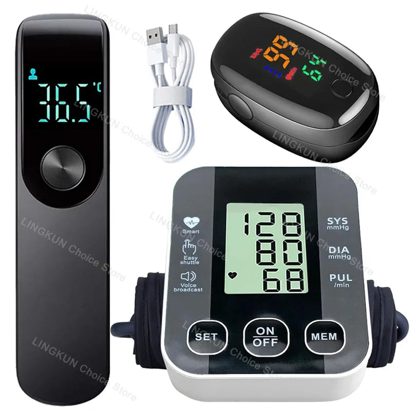 Digital Arm Blood Pressure Meter Cuff Medical Automatic Pressure Tonometer Tensiometer Heart Rate Pulse Meter BP Monitor Healthy