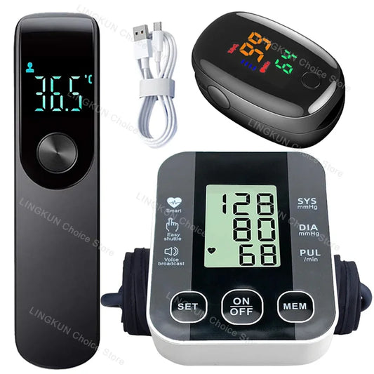 Digital Arm Blood Pressure Meter Cuff Medical Automatic Pressure Tonometer Tensiometer Heart Rate Pulse Meter BP Monitor Healthy