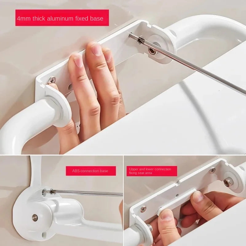 Wall-Mounted Shower Seat Foldable Chair for Elderly Toilet Bath Stool Bathroom Bench for Seniors