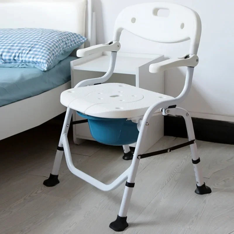 Foldable Bedside Commode, Upgraded Safety Commode Toilet for Elderly Disabled, Potty Chairs for Adult with Height Adjustable