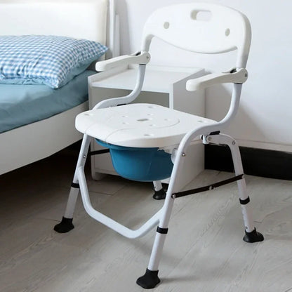 Foldable Bedside Commode, Upgraded Safety Commode Toilet for Elderly Disabled, Potty Chairs for Adult with Height Adjustable