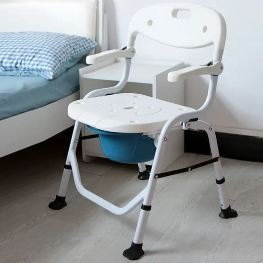 Foldable Bedside Commode, Upgraded Safety Commode Toilet for Elderly Disabled, Potty Chairs for Adult with Height Adjustable