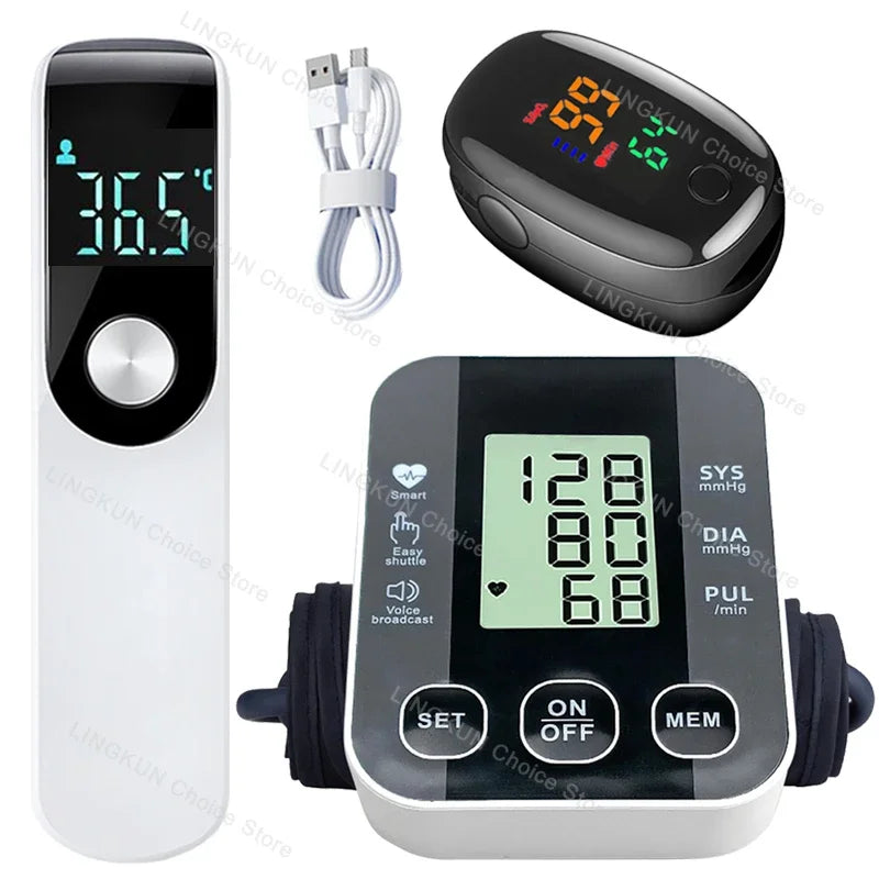 Digital Arm Blood Pressure Meter Cuff Medical Automatic Pressure Tonometer Tensiometer Heart Rate Pulse Meter BP Monitor Healthy