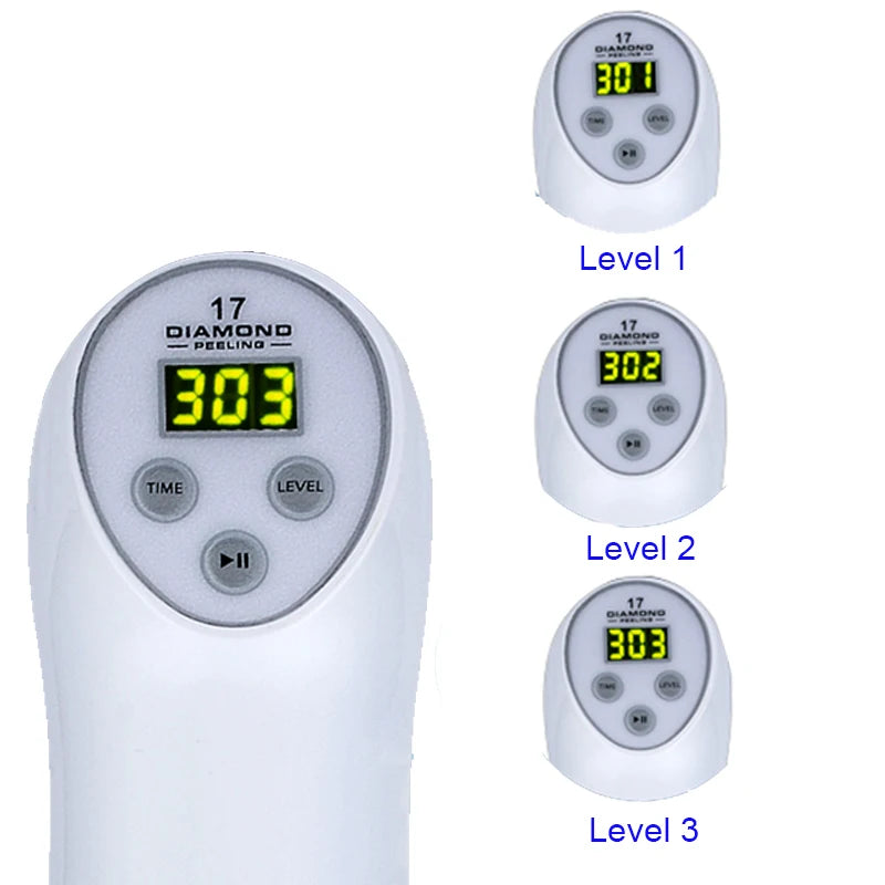 Handheld Diamond Microdermabrasion 3 Levels Machine Blackhead Acne Removal Facial Skin Care Peeling Cleaning Wrinkle Care Tool