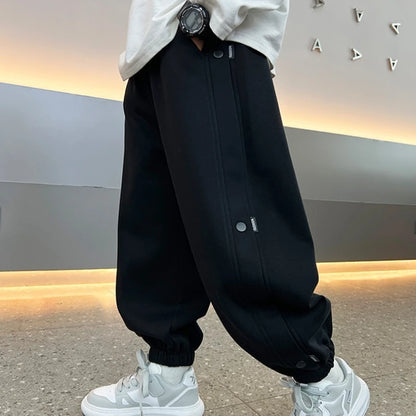 Fashion New Kids Solid Color Sweatpants Boys Casual Joggers Trousers 110-170 Autumn Kids High Quality Cotton Loose Soft Pants