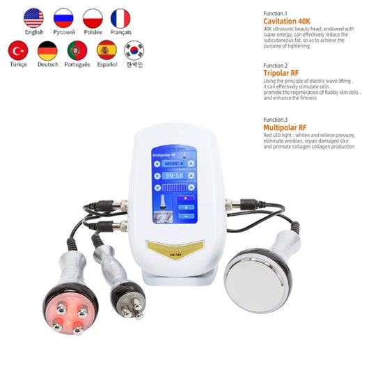 3 in1 40K Ultrasonic Cavitation Machine Body Slimming Massager RF Weight Loss Beauty Skin Tighten Lift Skin Rejuvenation (shippe