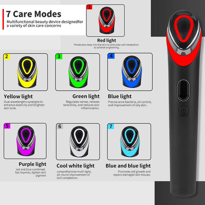 NEW Booster Pro Led Facial Light Therapy 7 Colors Eye Beauty Wand Red Light Eye Massager for Skincare & Blue Rejuvenation Tool