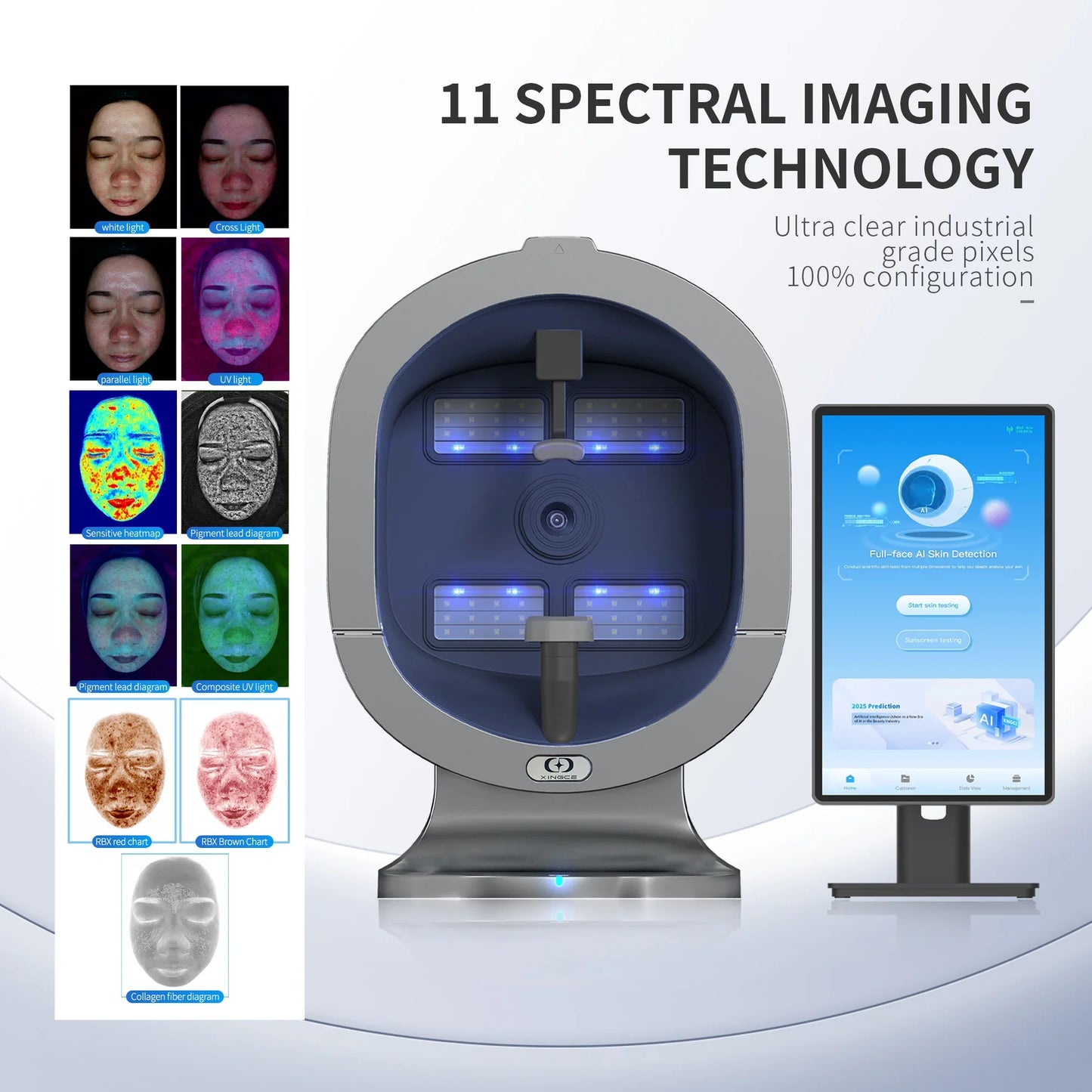 New Professional 3D Facial X5 Camera Scanner UV Skin and Hair Analysis Measuring Machine Digital Facial Scanner Skin Analyzer.