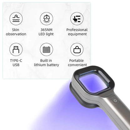 Woods Lamp Skin Analyzer Portable Facial Salon Beauty Analyzer UV Handheld Lamp for Pet Cat and Dog Skin Detection Skin care