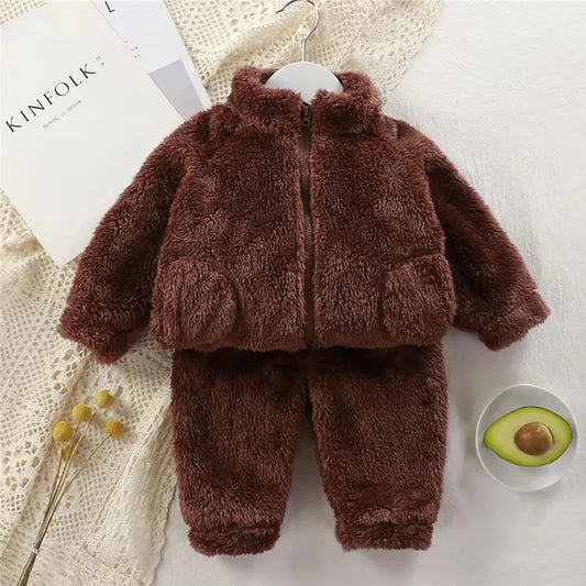 Children's Clothing Sets Autumn Winter Thick Warm Coats Tops + Pants 2Pcs Kids Winter Girl Clothing Sets 1-4 Years Baby Outfits