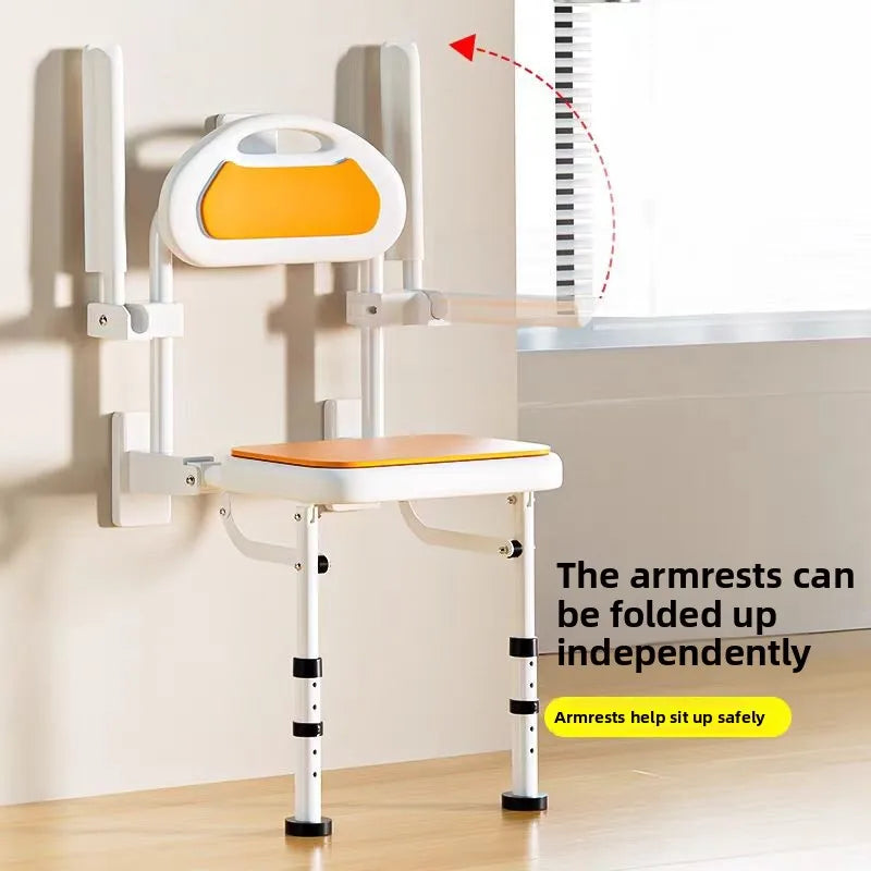 Wall Mounted Shower Chairs, Folding Shower Bench for Bathroom, Adjustable Fold Down Bath Seat Safety Shower Stool for Elderly